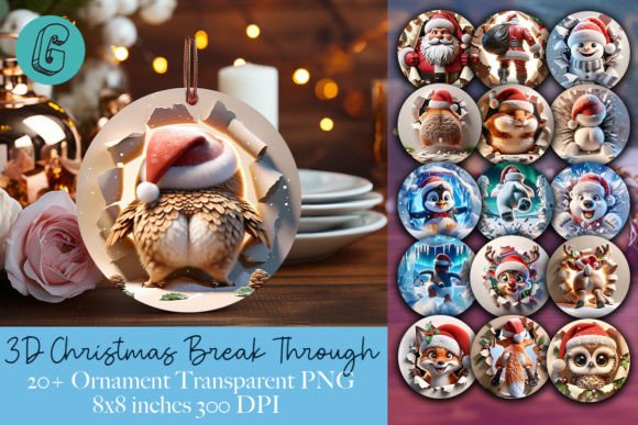3D 2 Sided Christmas Ornament Bundle: Premium Illustrations
