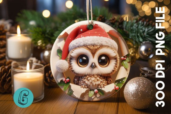 3D Owl Ornament: Festive Illustrations for Crafts