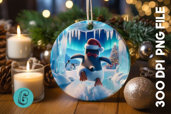 3D Penguin Ornament Back 07: Holiday Illustrations
