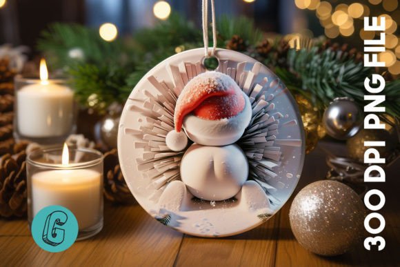 3D Snowman Ornament Back 13: Premium Illustrations