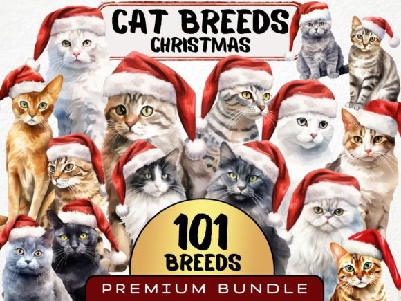 Christmas Cat Breed Clipart Bundle: Illustrations Review