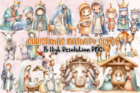 Christmas Nativity Scene Clipart PNG: Illustrations for Craft