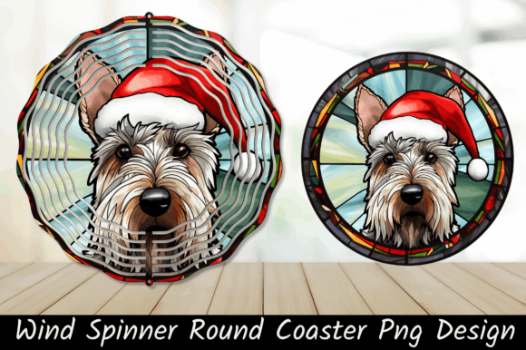 Christmas Terrier Dog Wind Spinner Illustrations
