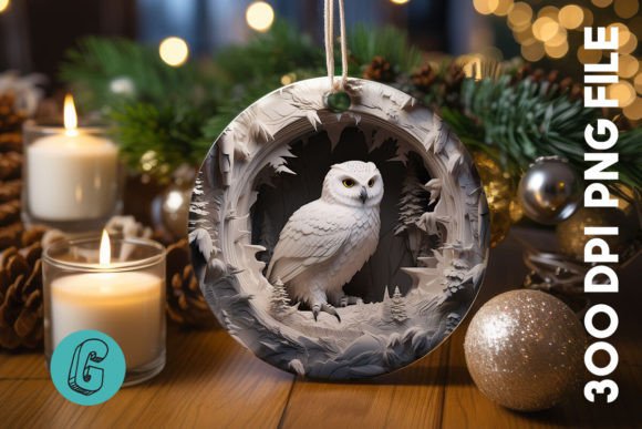 Cute Owl Christmas Ornament PNG 04: Festive Illustrations