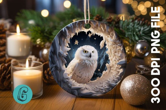 Cute Owl Christmas Ornament PNG 10: Festive Illustrations