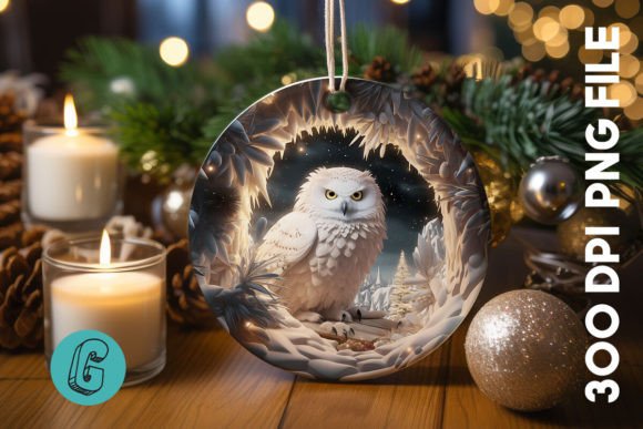 Cute Owl Christmas Ornament PNG 14: Festive Illustrations