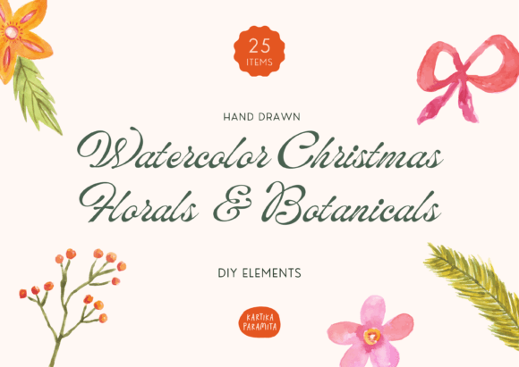 Festive Florals Christmas Watercolor Illustrations Review
