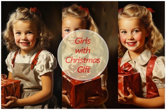 Girls with Christmas Gift: Vintage Illustrations Review