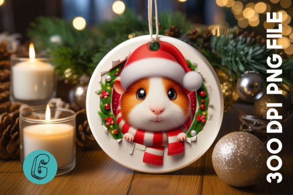 Guinea Pig Ornament: Festive Illustrations