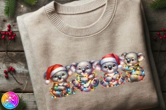 Koala Christmas Wrapped in Lights: Festive Illustrations