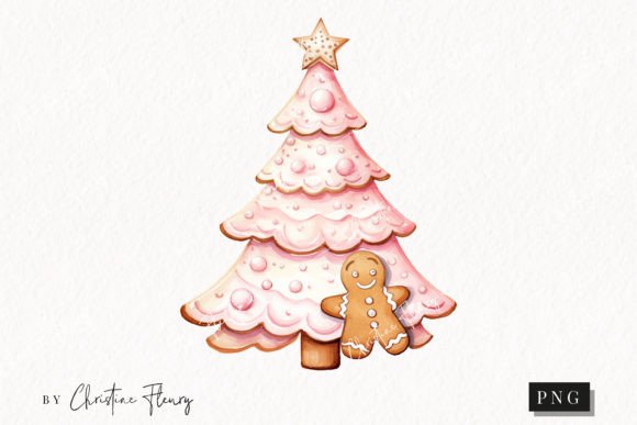 Pink Christmas Tree Cookie Clipart: Sweet Illustrations