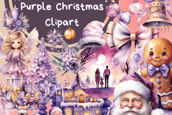 Purple Christmas Clipart: Fresh Illustrations