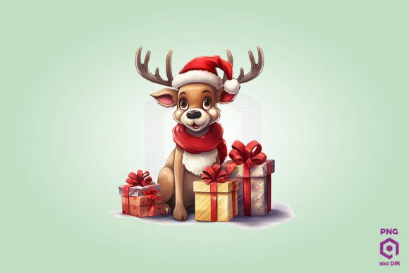Reindeer with Christmas Gifts: Festive Illustrations