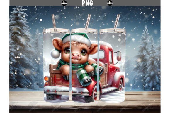 Review: Christmas Highland Cow Tumbler Wrap PNG for Embroidery