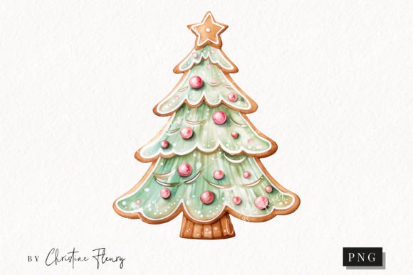 Review: Watercolor Christmas Tree Cookie Clipart for Embroidery